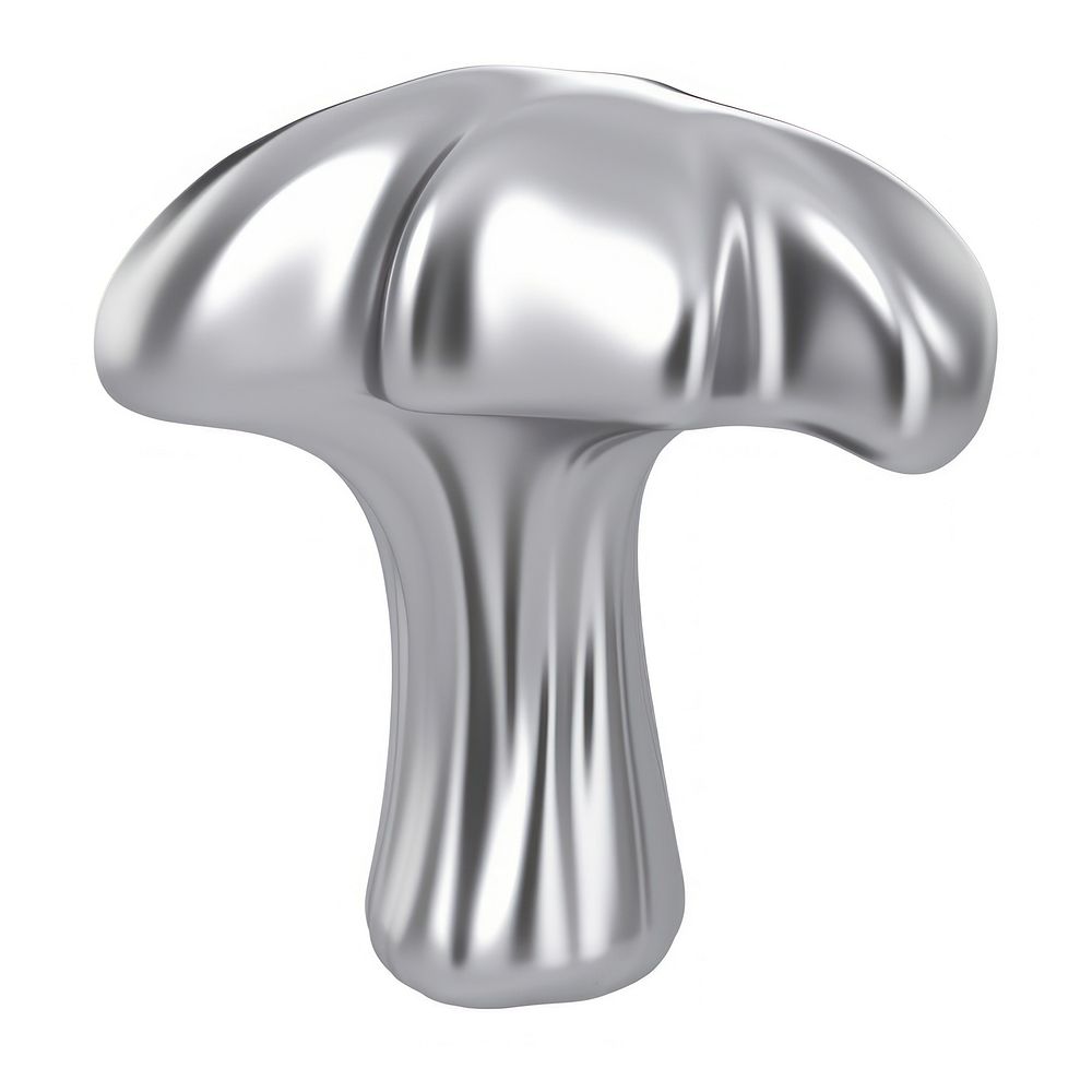 Melting dripping mushroom fungus silver white background.