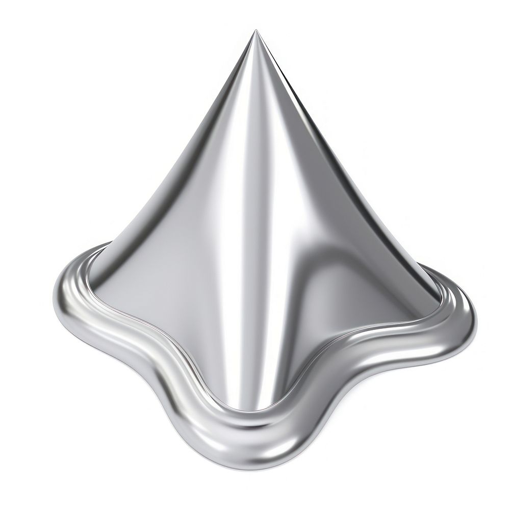 Pyramid melting dripping silver white background simplicity.