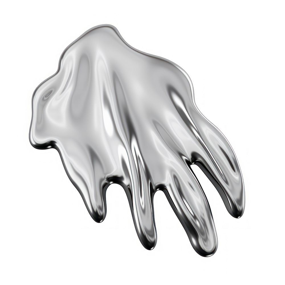 Dripping hand sculpture silver white background electronics.