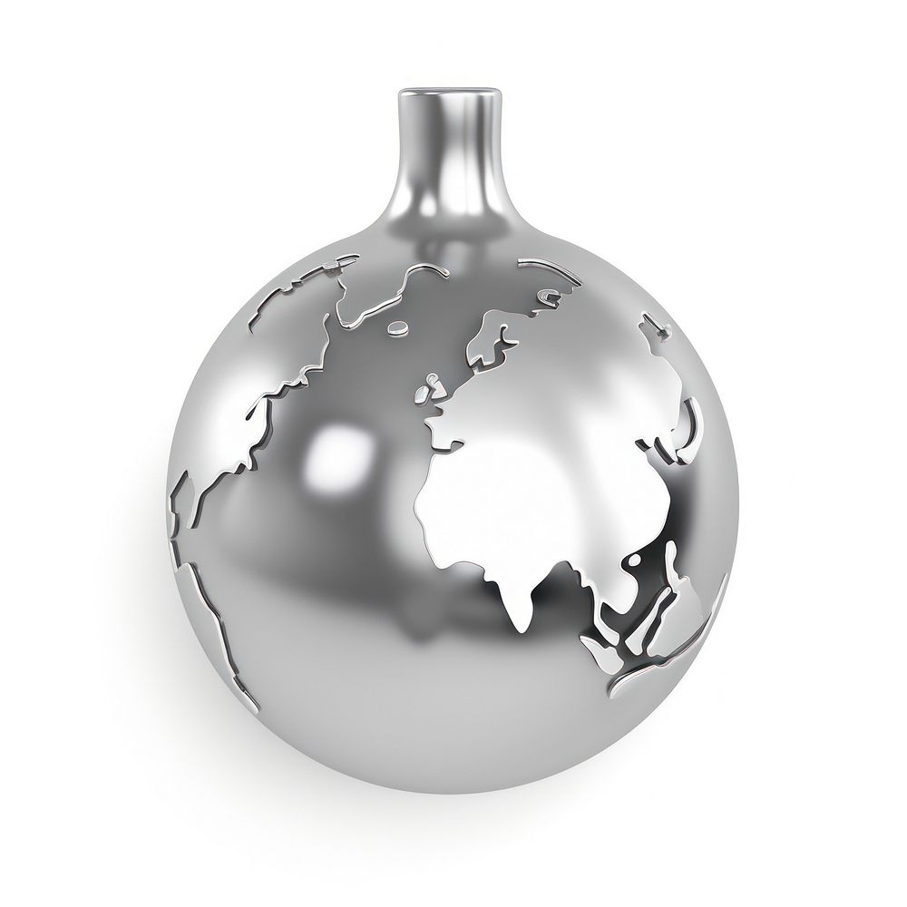 Globe melting dripping sphere silver metal.