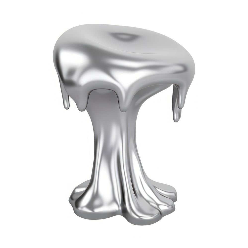Melting dripping mushroom silver white background furniture.