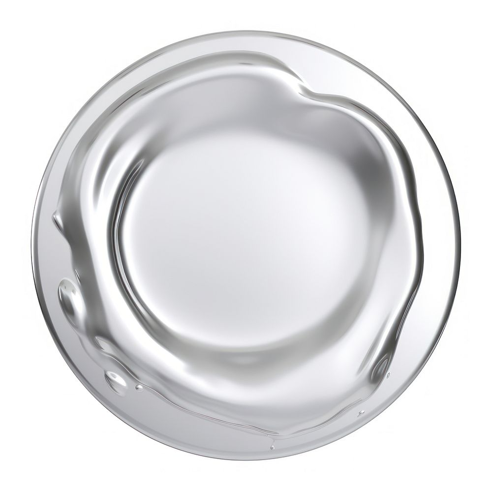 Circle melting dripping silver metal plate.