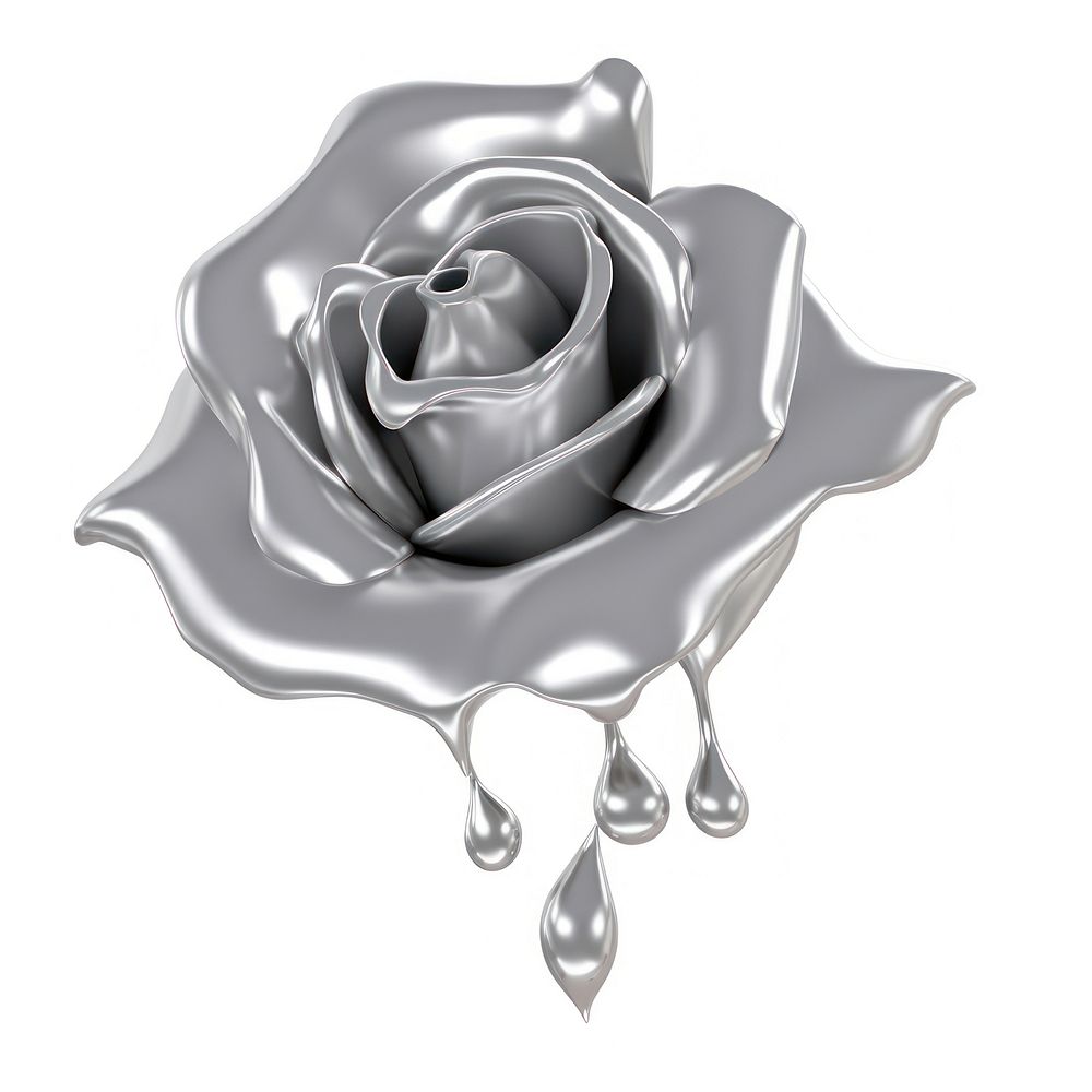 Rose melting dripping silver flower plant.