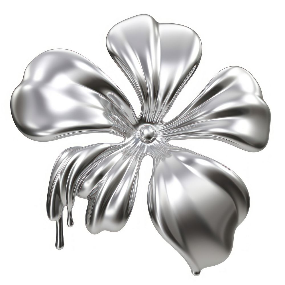 Flower melting dripping jewelry brooch silver.