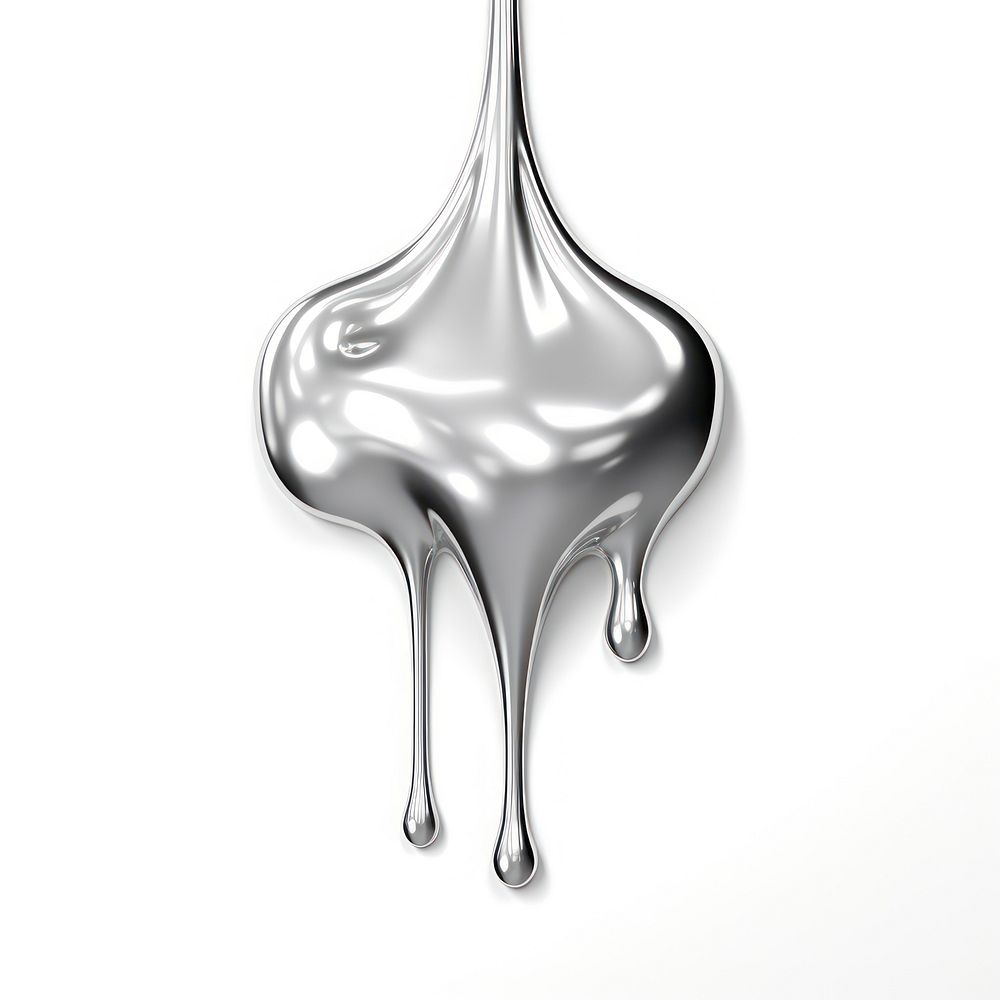 Dripping sun silver metal white background.