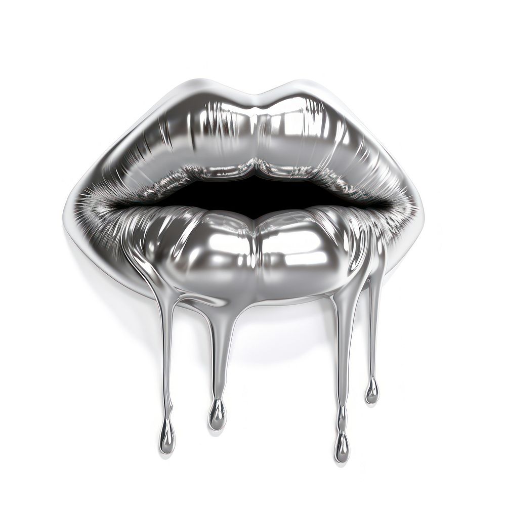 Dripping lips silver white background appliance.