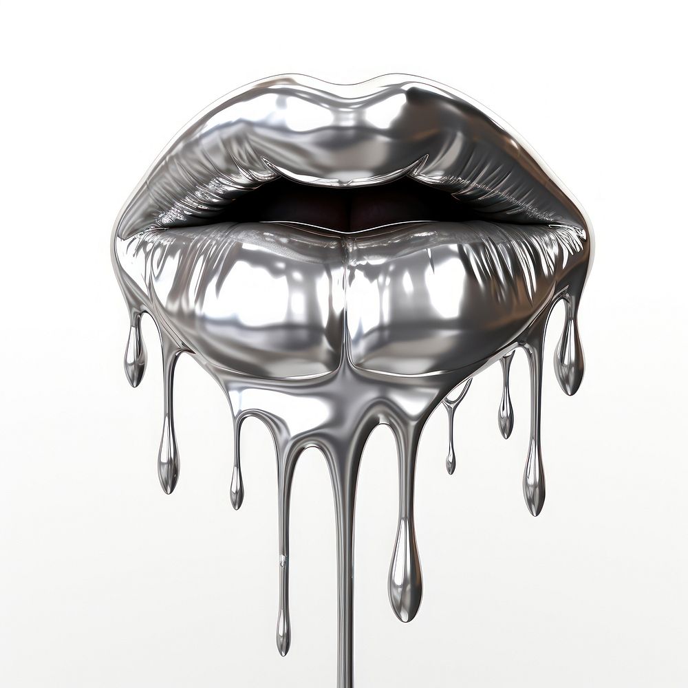 Dripping lips white background appliance device.