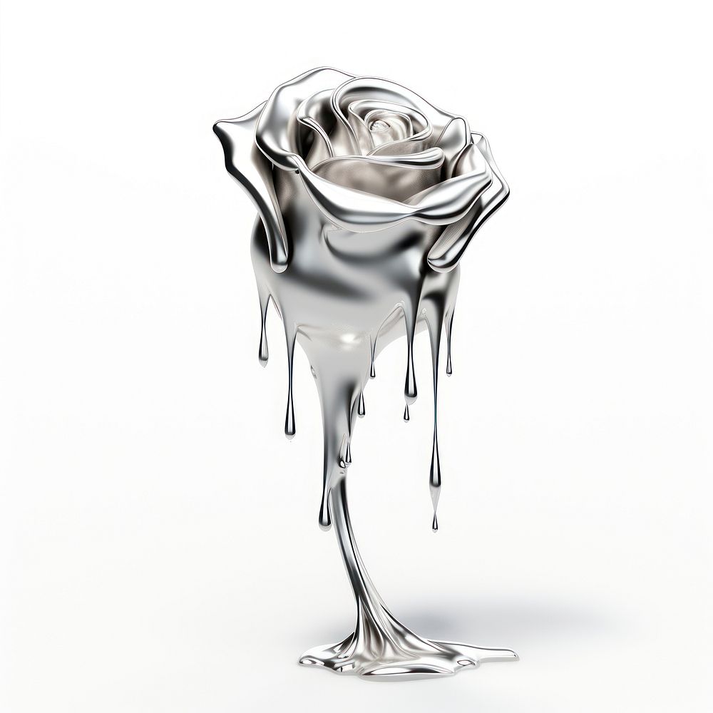 Dripping rose flower plant white background.