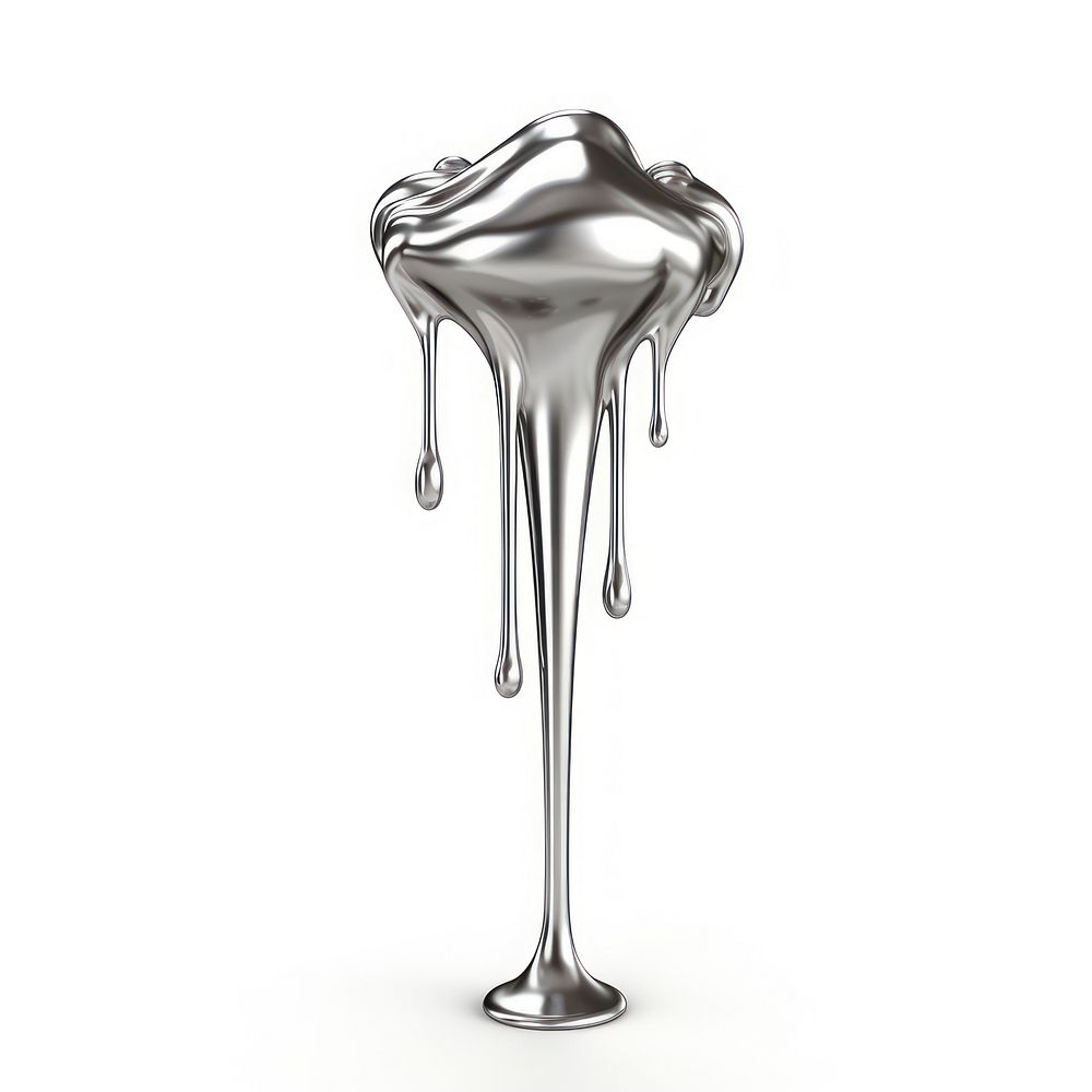 Dripping lolipop silver metal white background.
