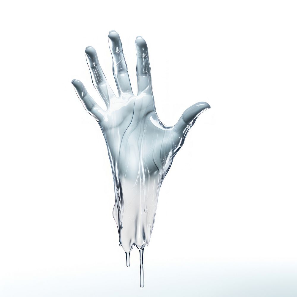 Dripping hand finger white background electronics.