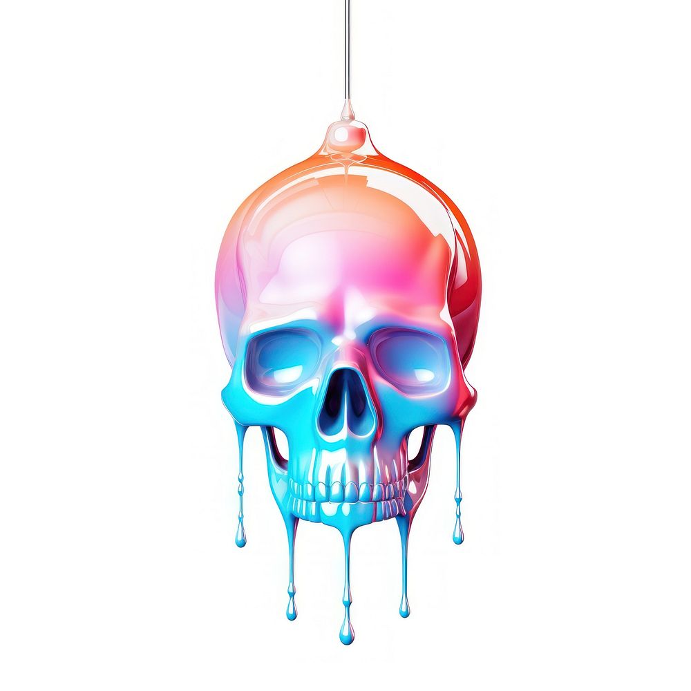 Dripping skull white background chandelier lighting.
