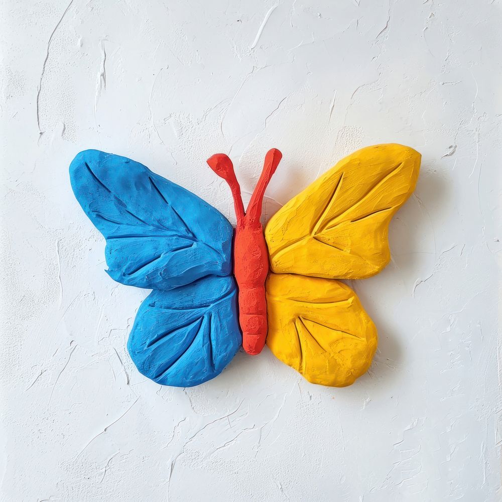 Plasticine of butterfly craft art representation.
