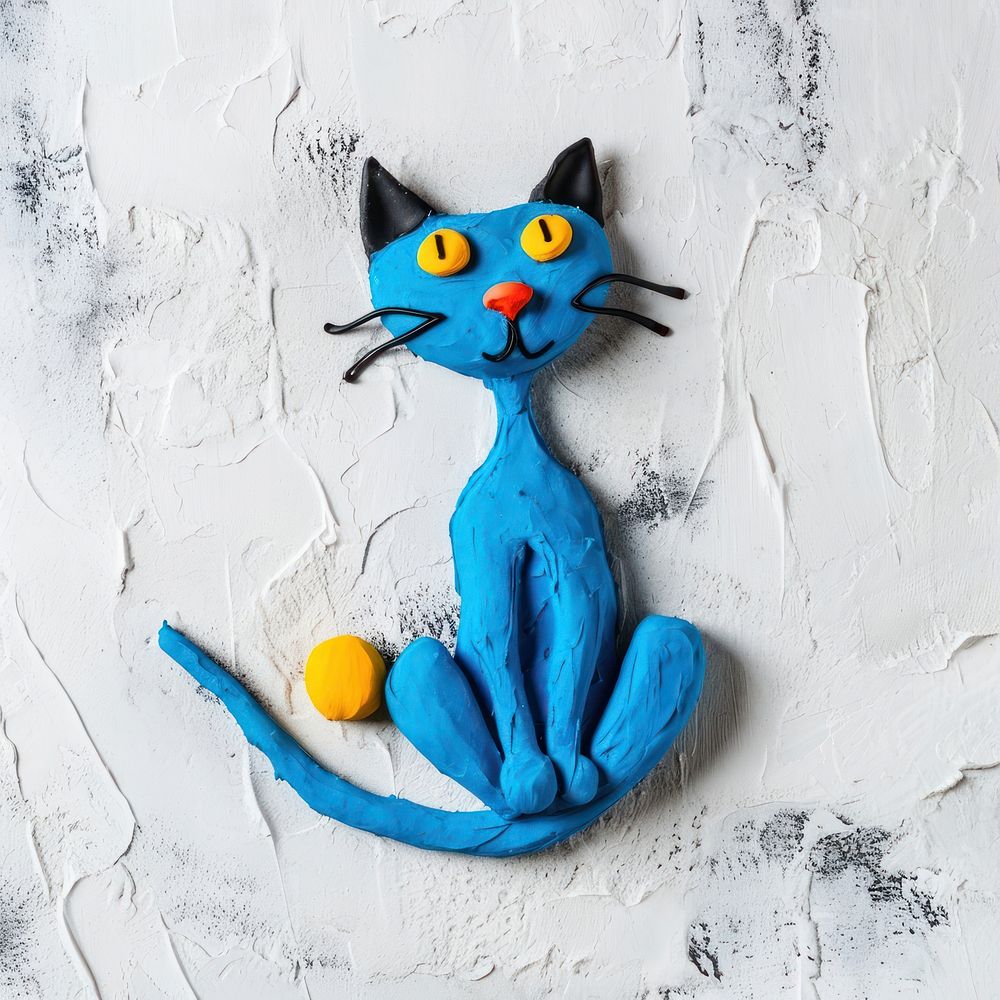 Plasticine of cat craft art pet.
