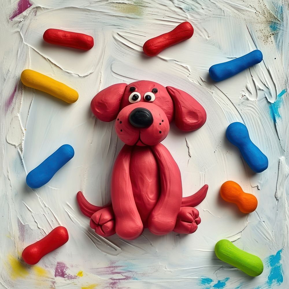 Plasticine of dog craft art representation.