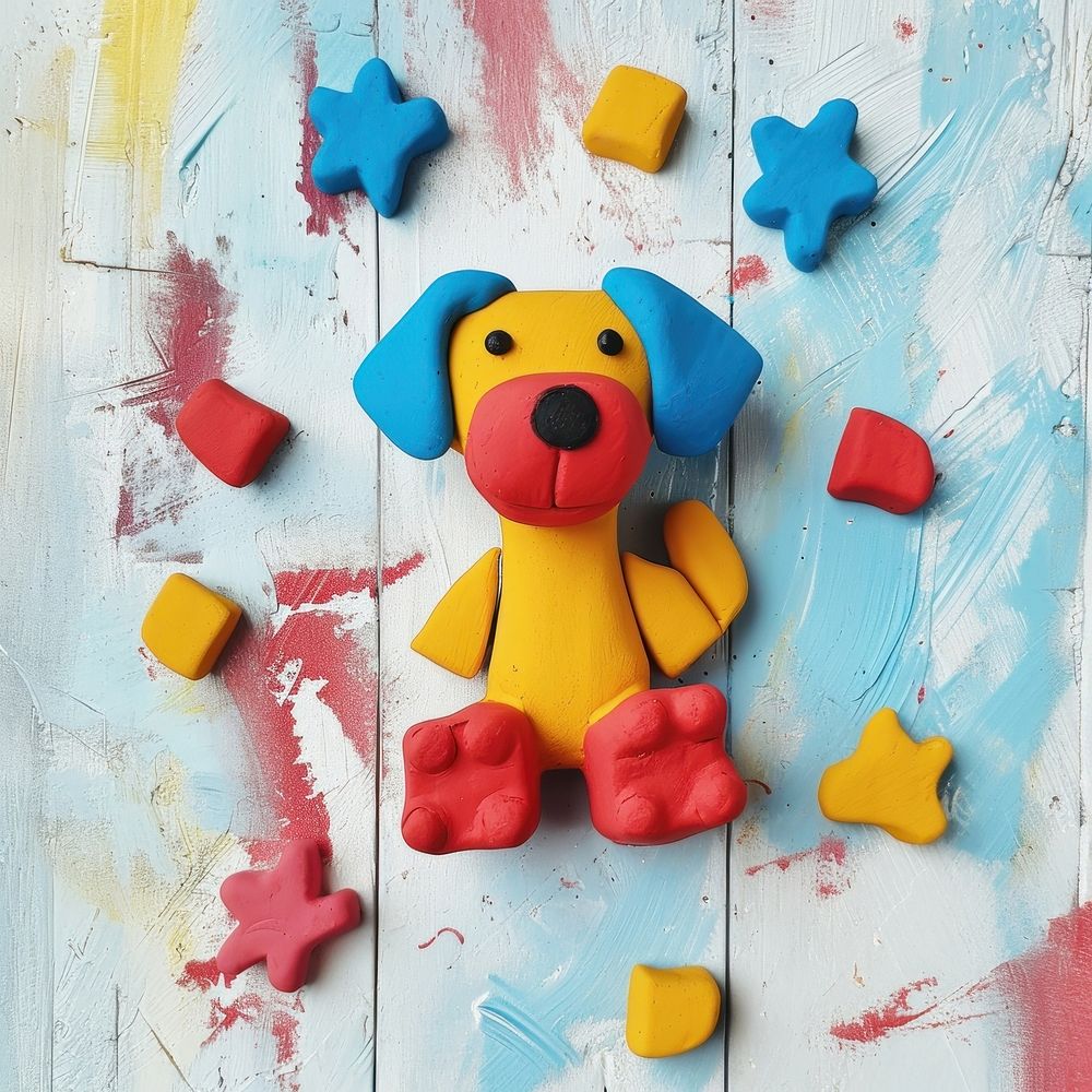 Plasticine of dog toy representation celebration.