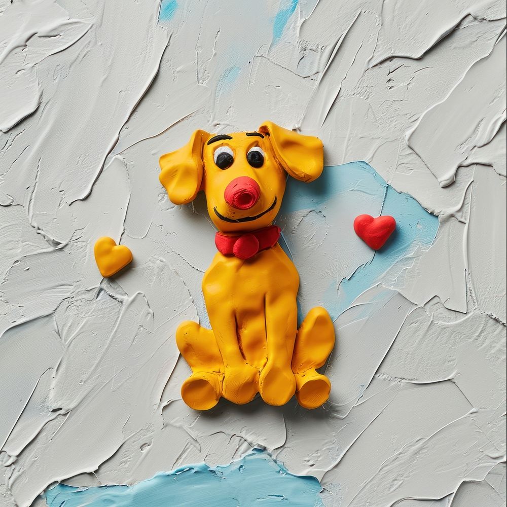 Plasticine of dog craft toy anthropomorphic.