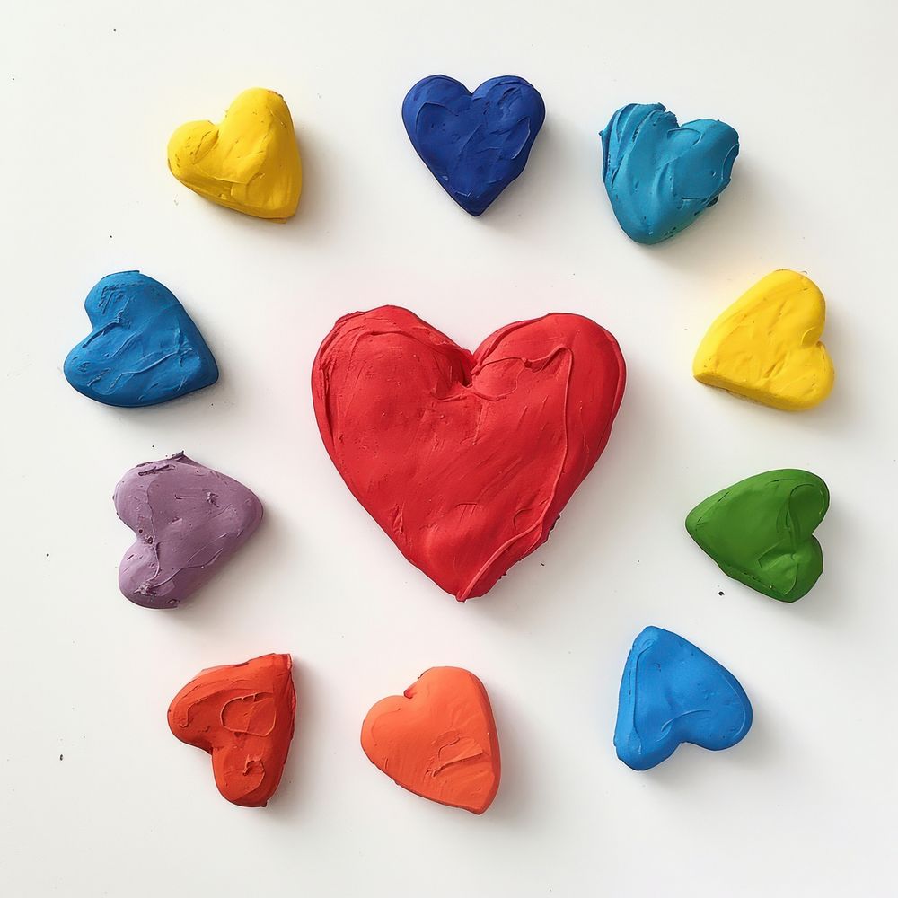 Plasticine of heart confectionery creativity variation.
