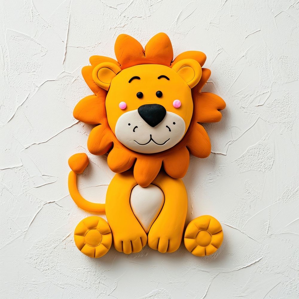 Plasticine of lion mammal craft art.