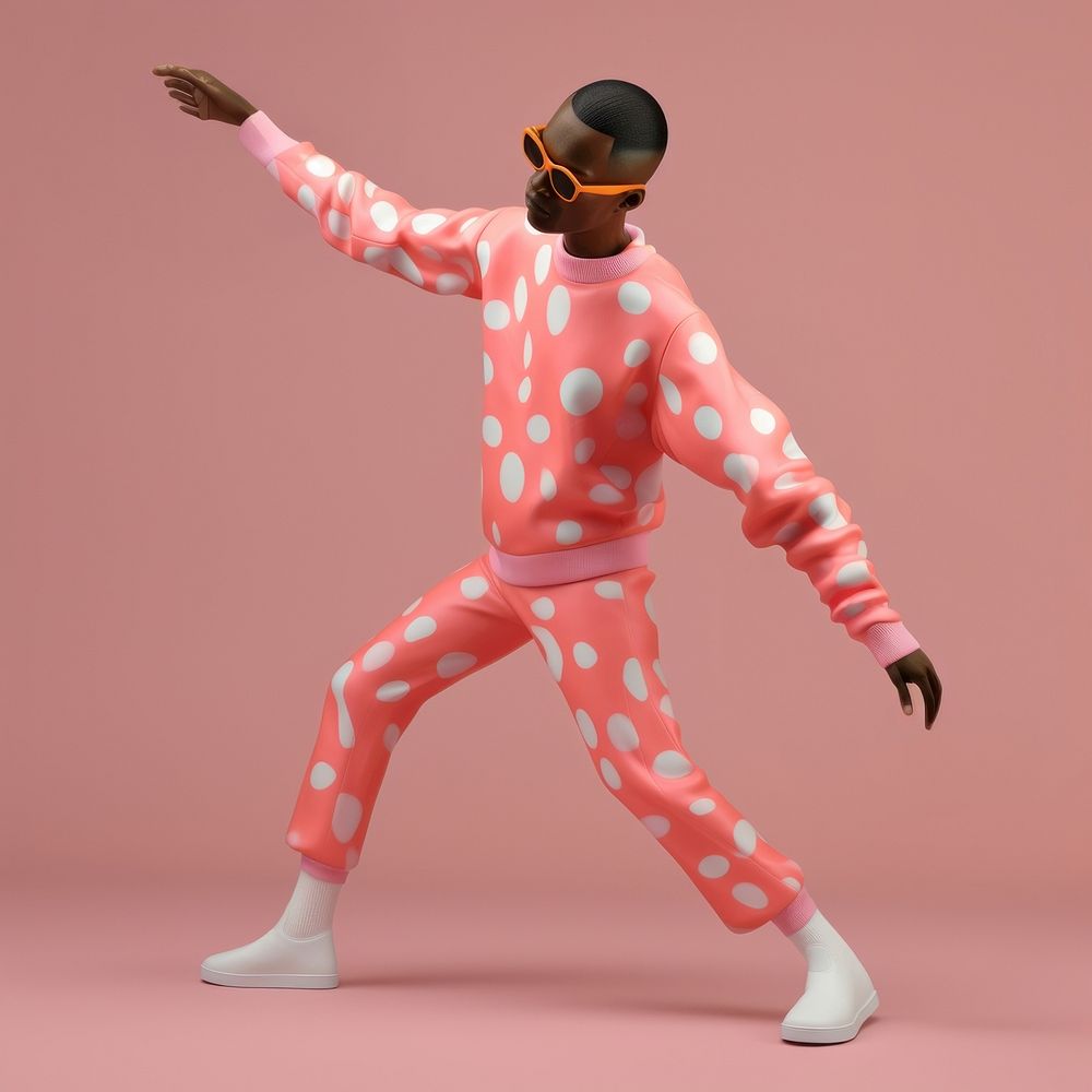 A young black man fashion pattern pink. AI generated Image by rawpixel.