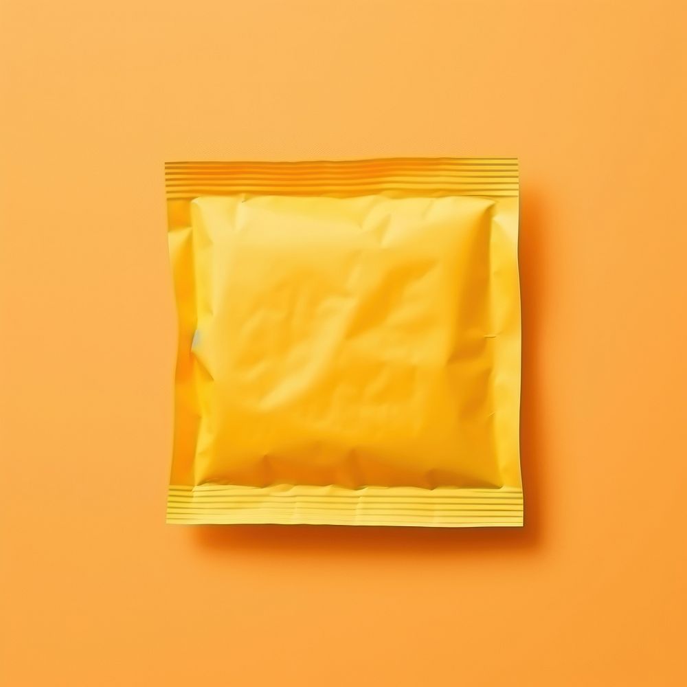 Snack packet yellow crumpled absence. AI generated Image by rawpixel.