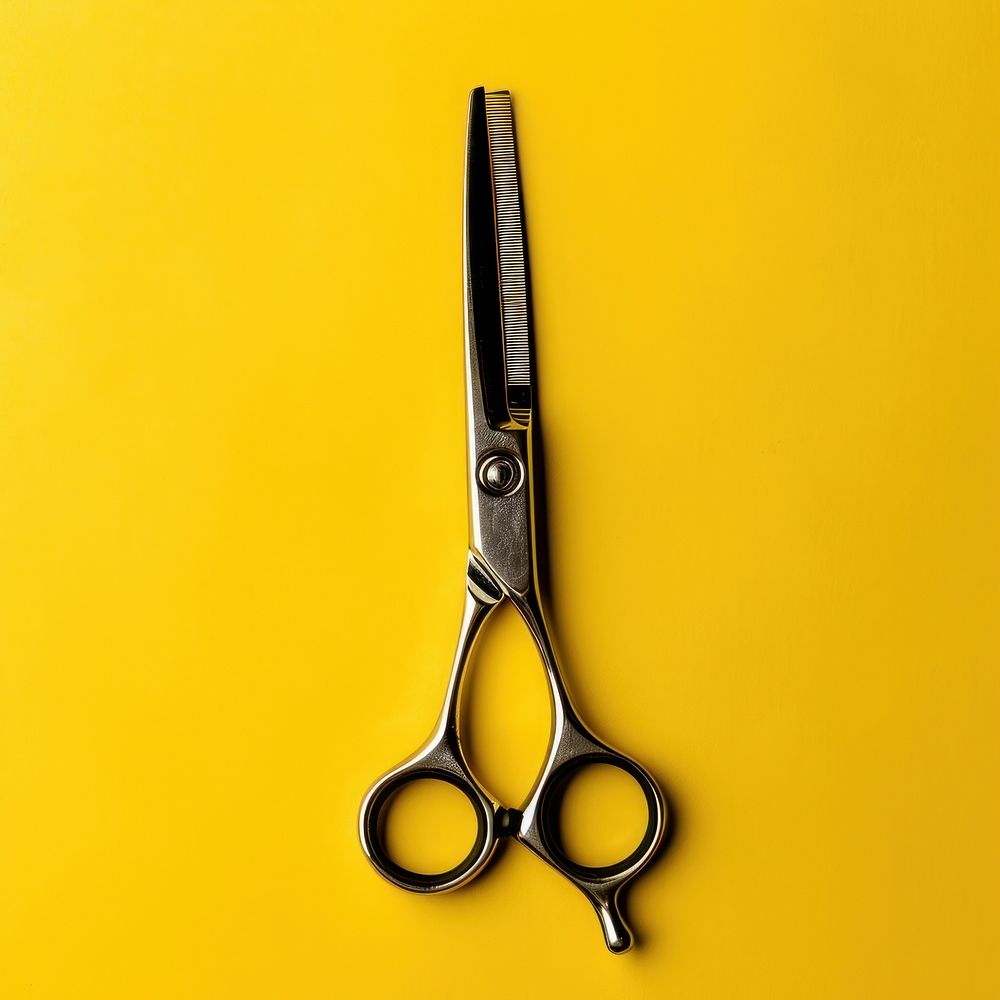 Hairdressing scissor scissors weaponry yellow. AI generated Image by rawpixel.