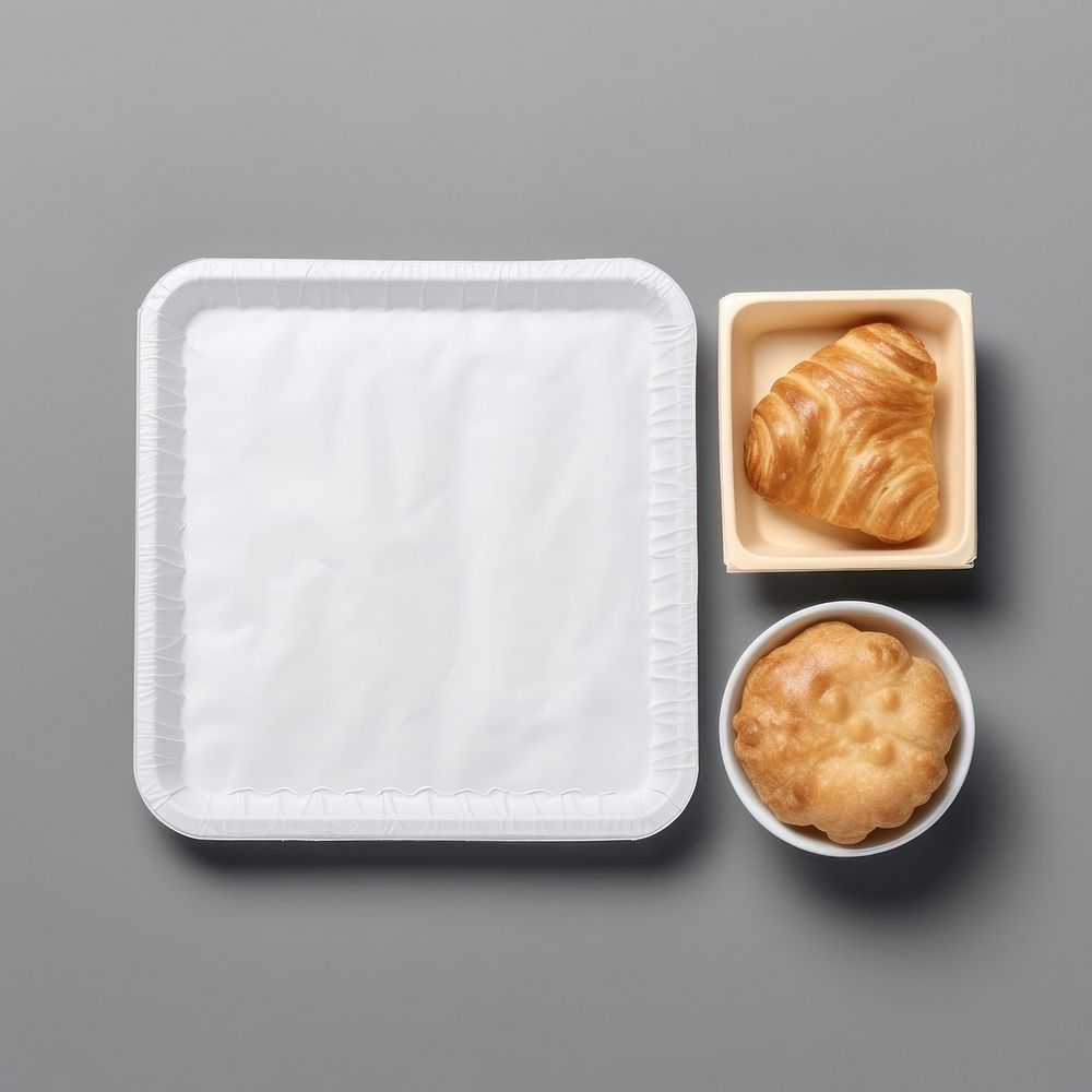 Takeaway food container box  with Crescent Breakfast Squares and blank label  packaging breakfast freshness dessert.