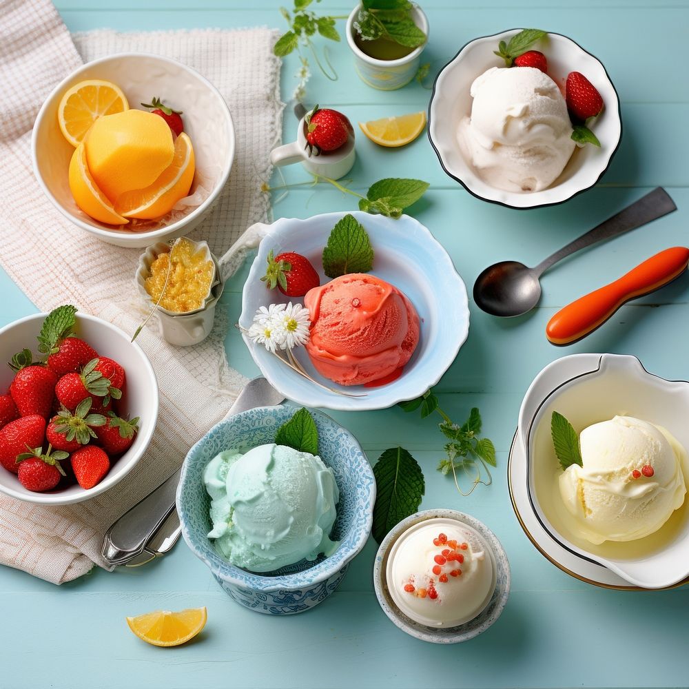 Ice cream dessert frozen fruit.