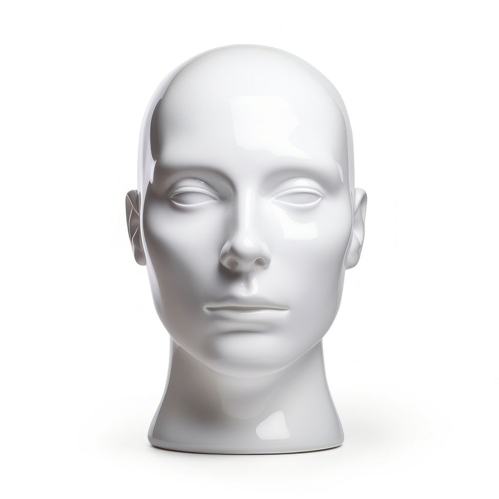 White plastic head sculpture porcelain statue.
