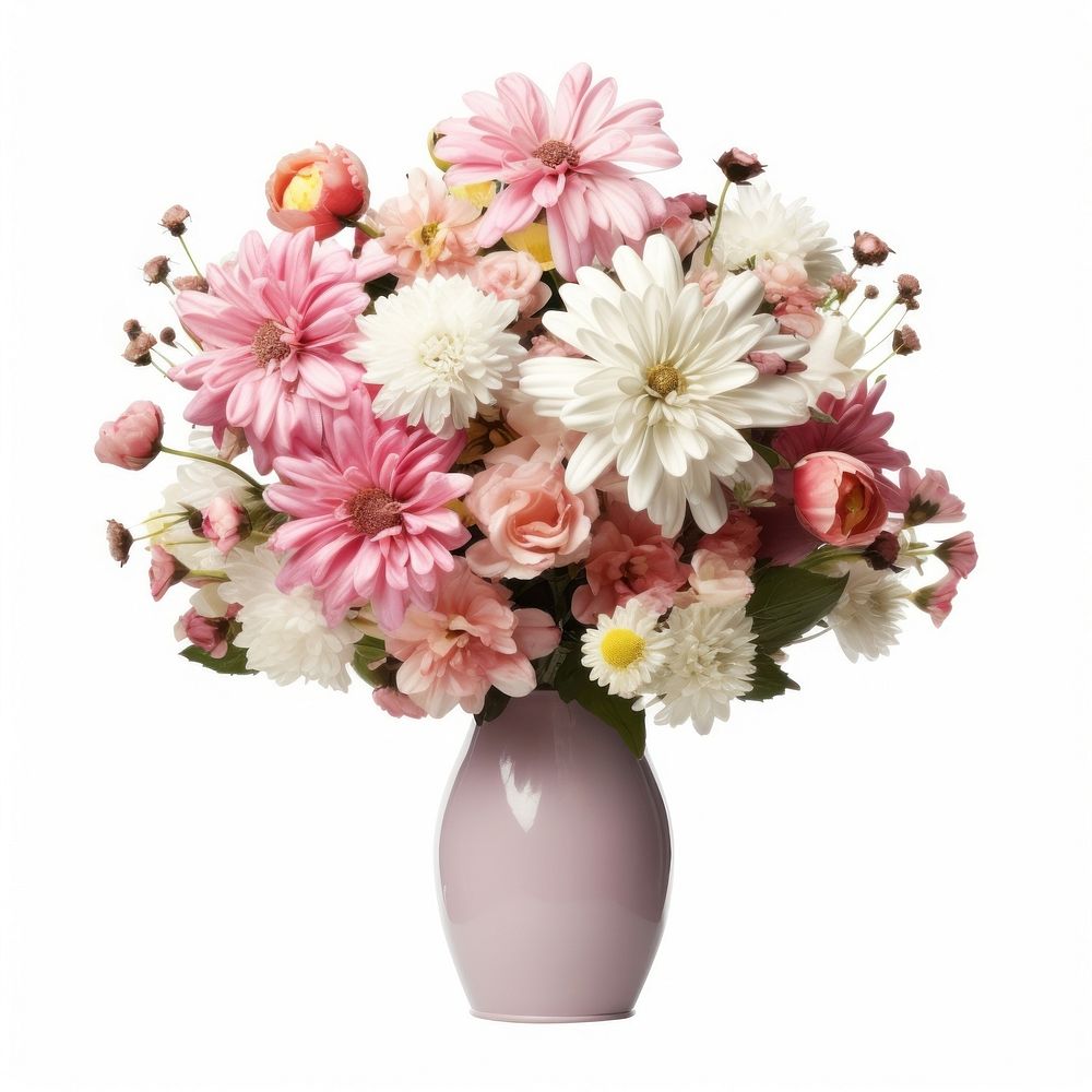 Flower bouquet in Nuclear bomb vase blossom plant white background.