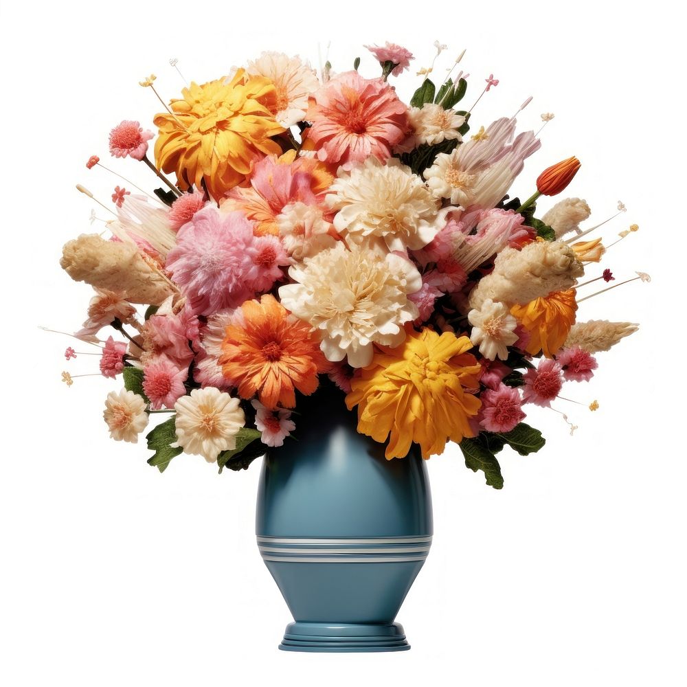 Flower bouquet in vase Nuclear bomb shape plant white background inflorescence.