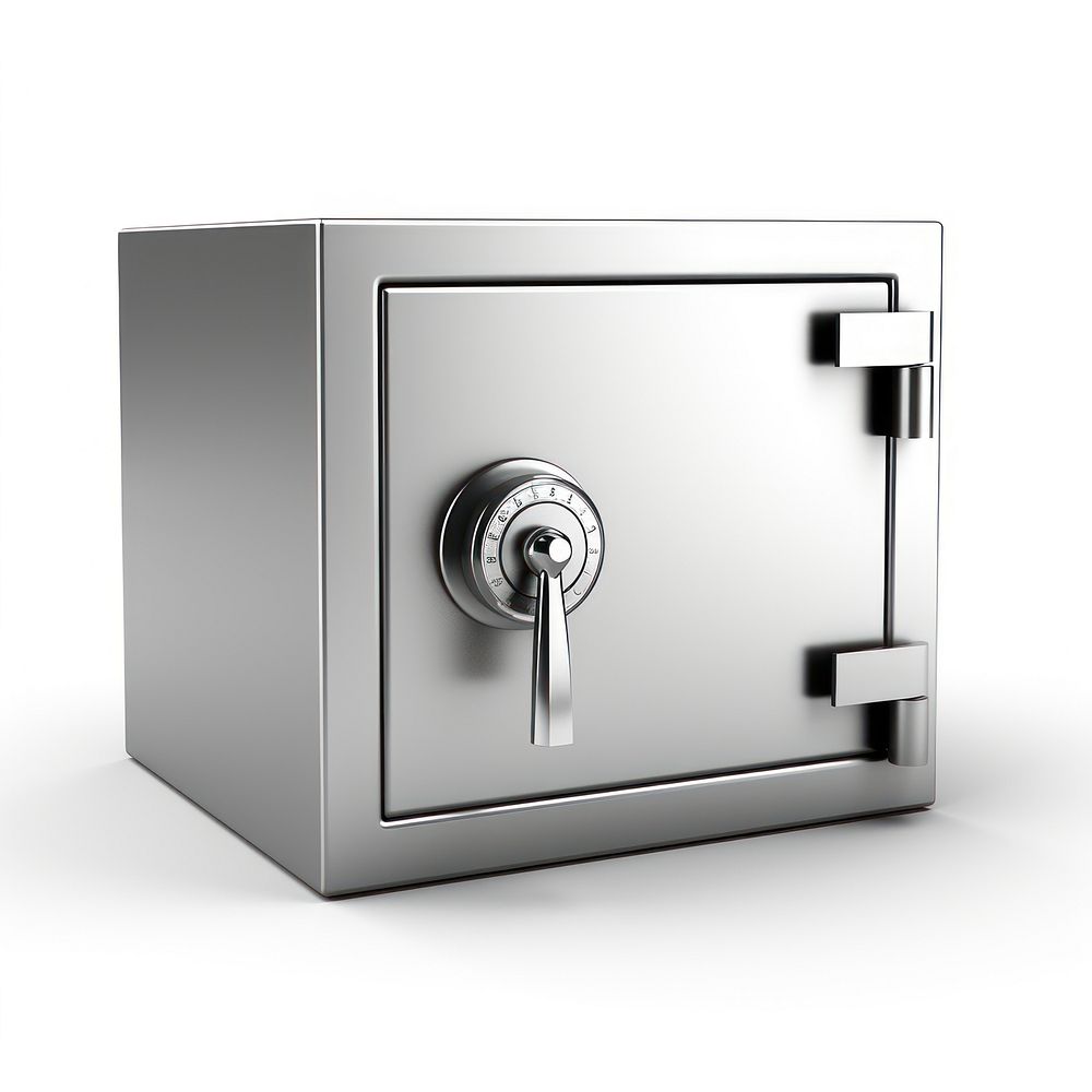 Metal safe box white background protection technology. AI generated Image by rawpixel.