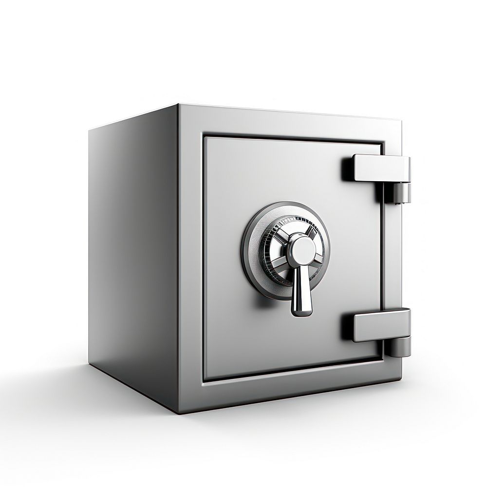 Metal safe box white background protection technology. AI generated Image by rawpixel.