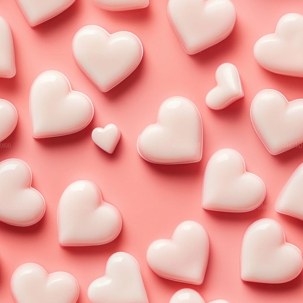 Heart-shaped soap confectionery backgrounds pattern.