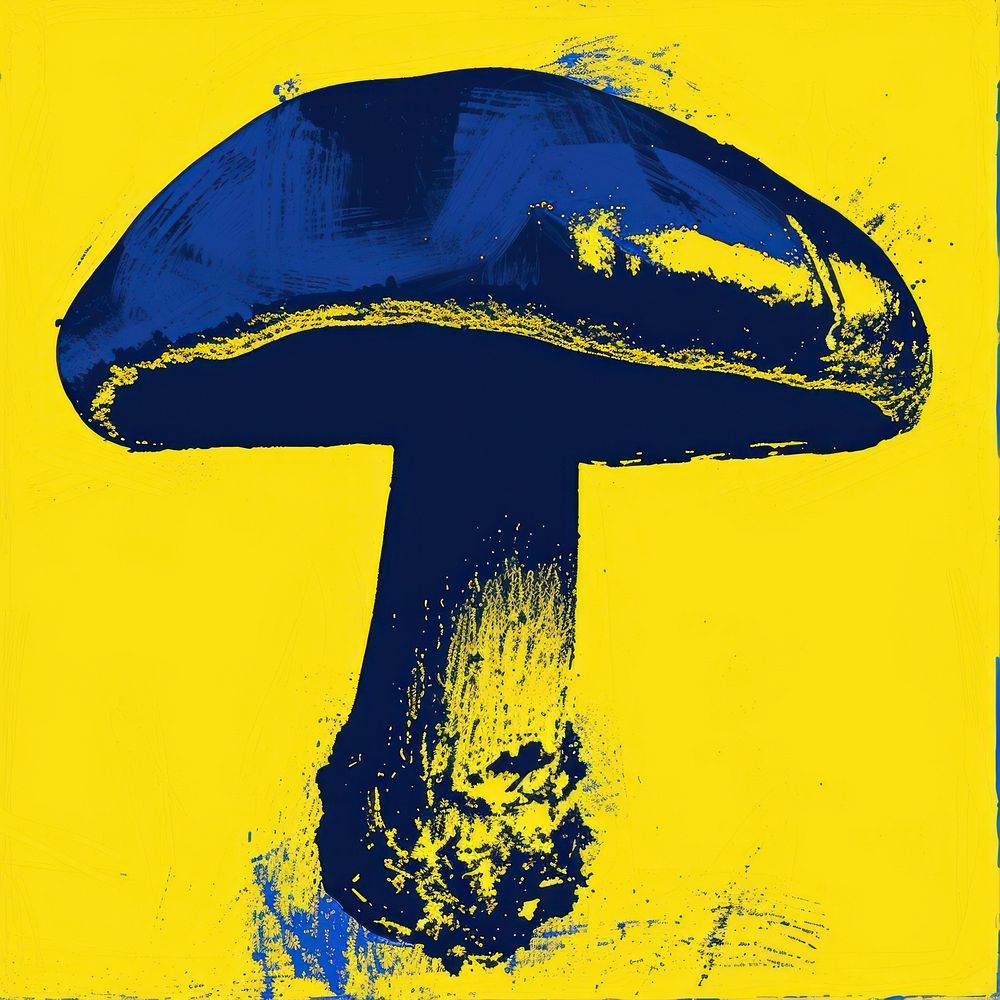 Mushroom art yellow blue.