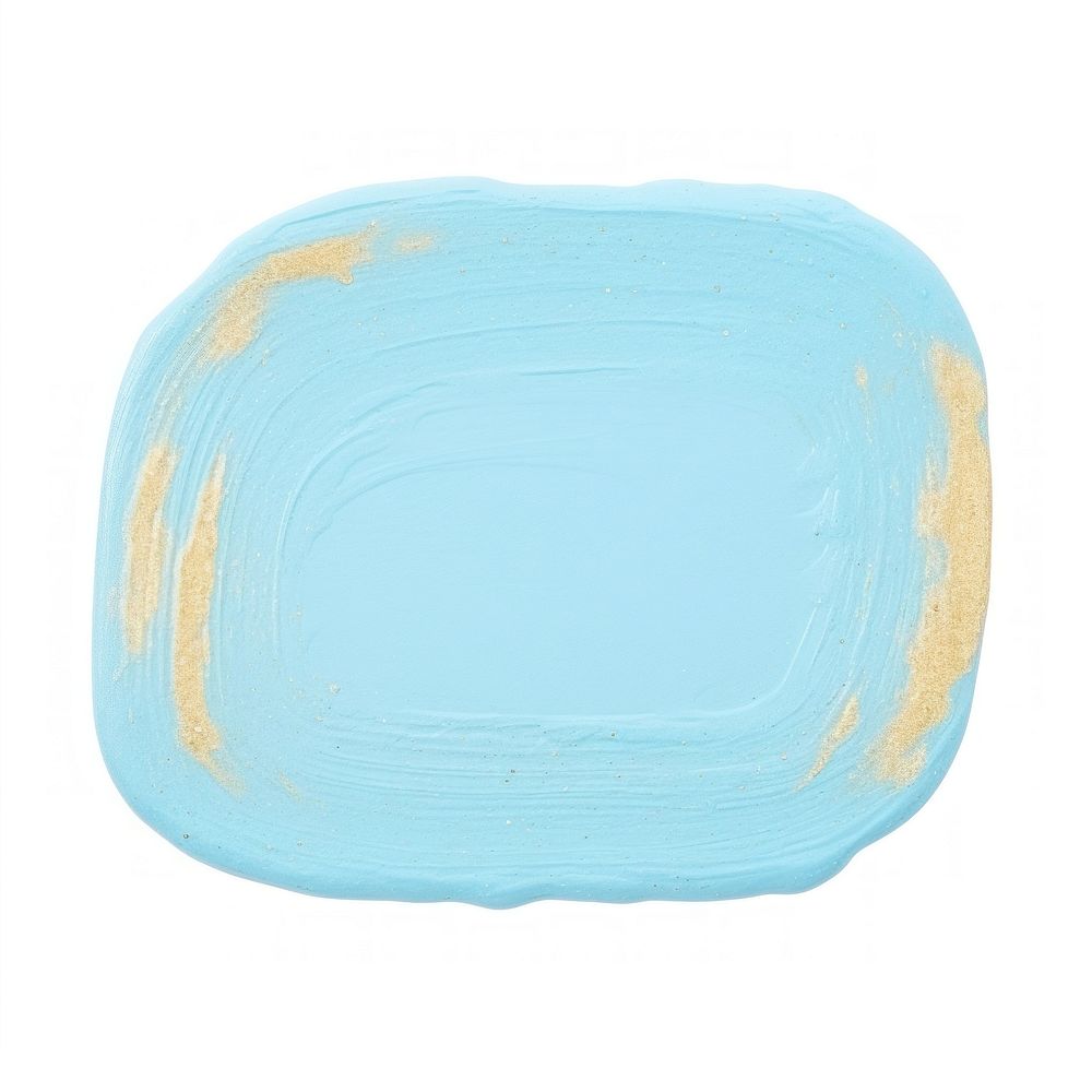 Light blue abstract shape turquoise paint white background.