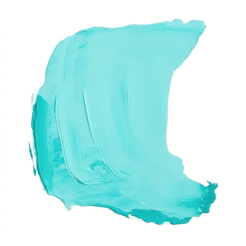 Turquoise abstract shape paint white background splattered.