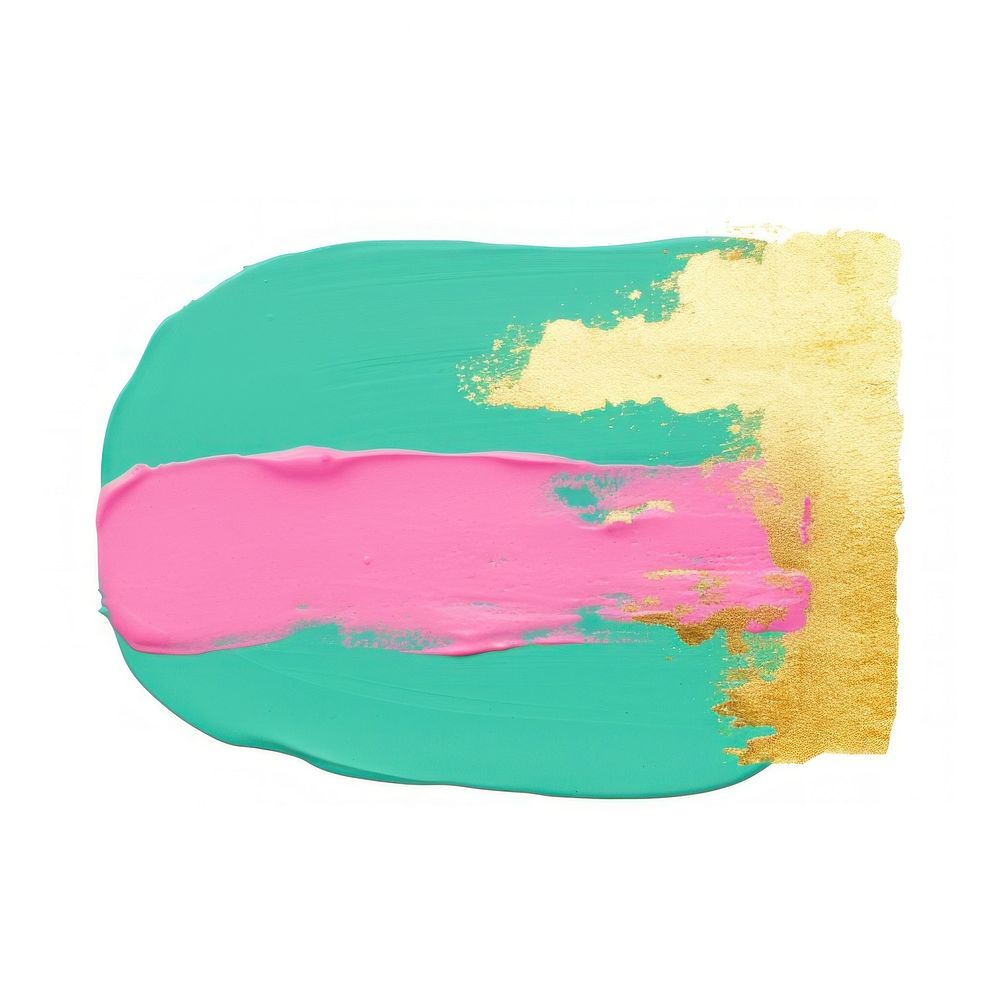 Teal mix pink abstract shape painting white background acrylic paint.