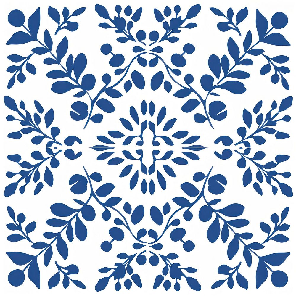 Tile pattern of tea leaf backgrounds blue art.