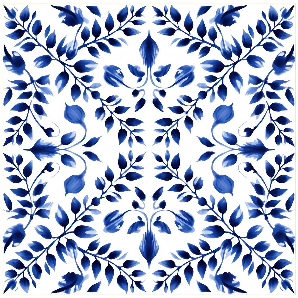Tile pattern of tea leaf backgrounds porcelain blue.