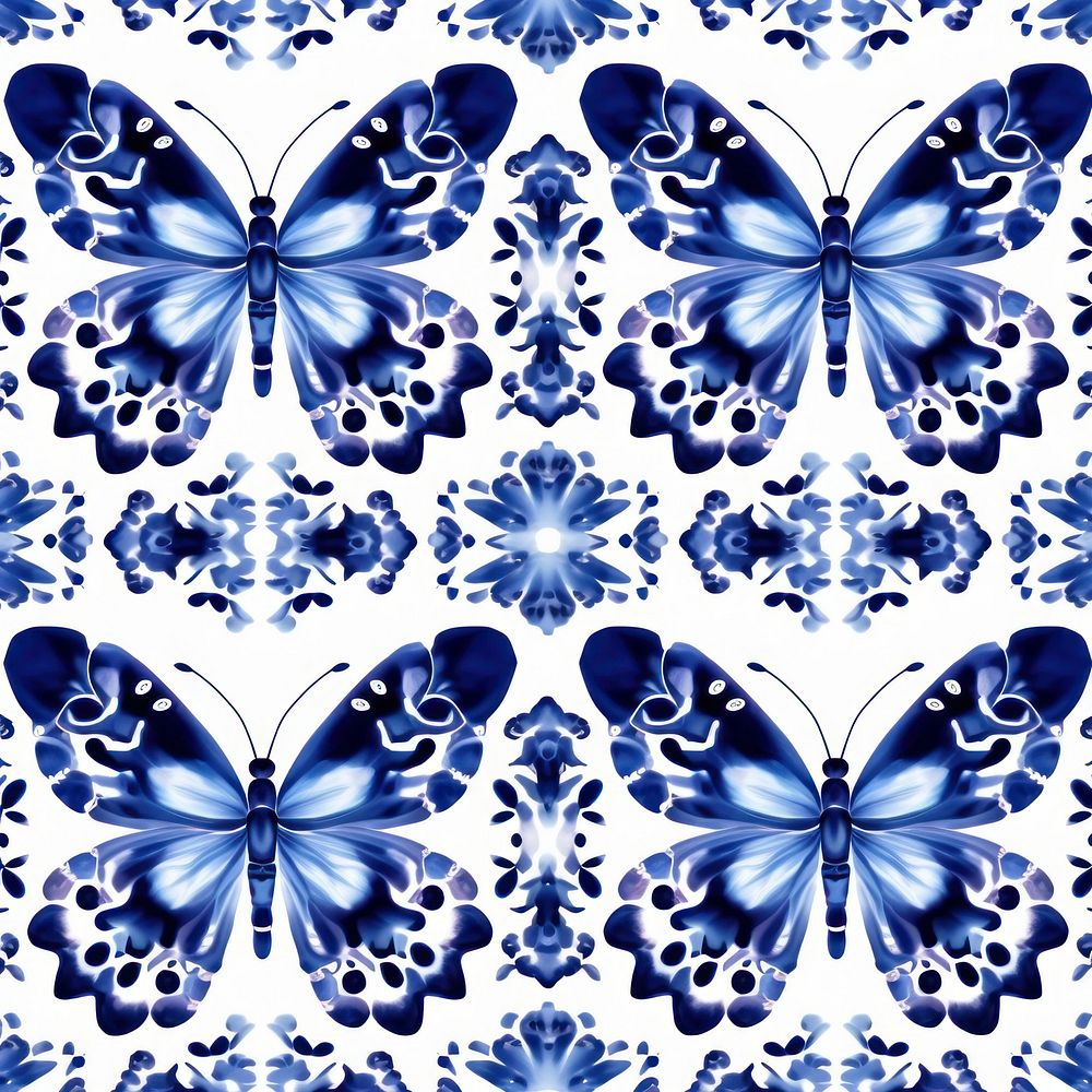Tile pattern of butterfly backgrounds porcelain white.