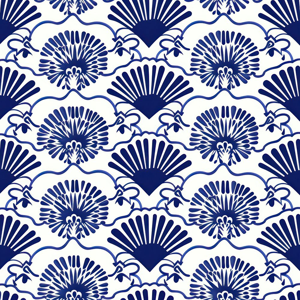 Tile pattern of chinese fan backgrounds porcelain blue.