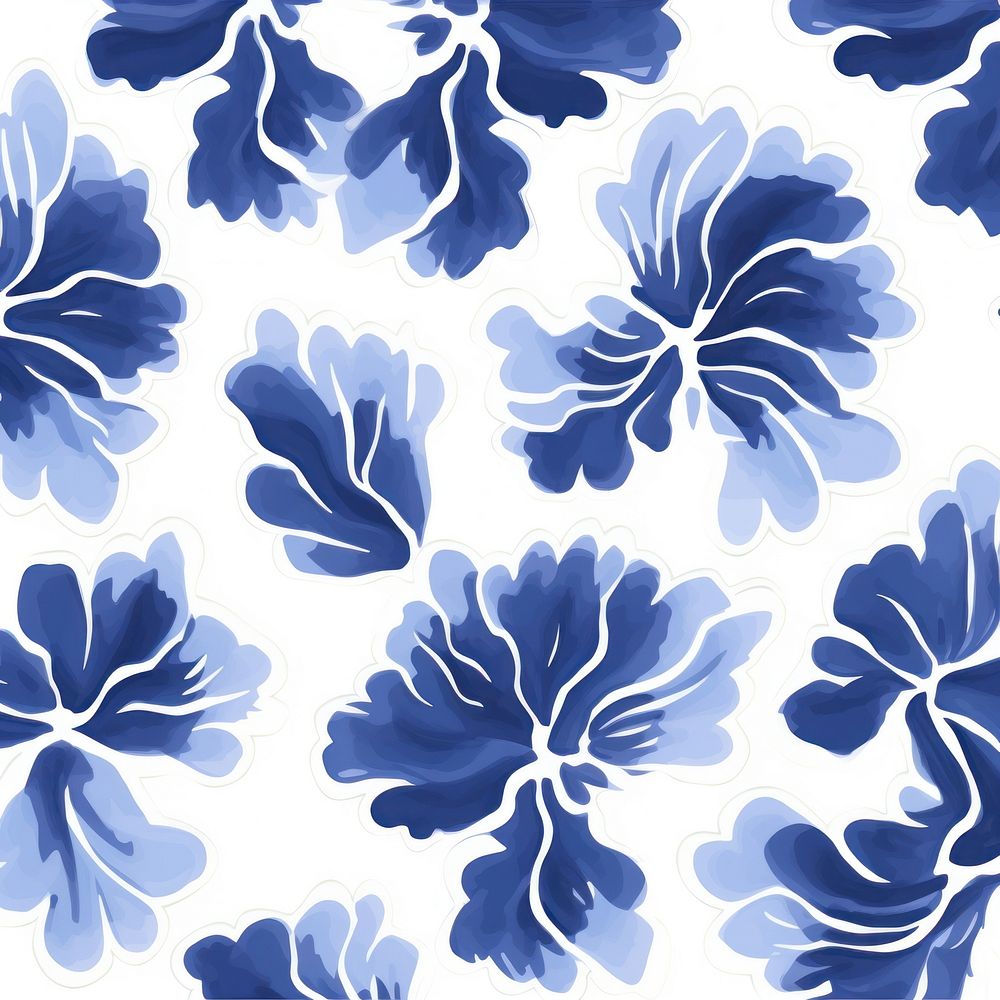 Tile pattern of leaf backgrounds porcelain blue.