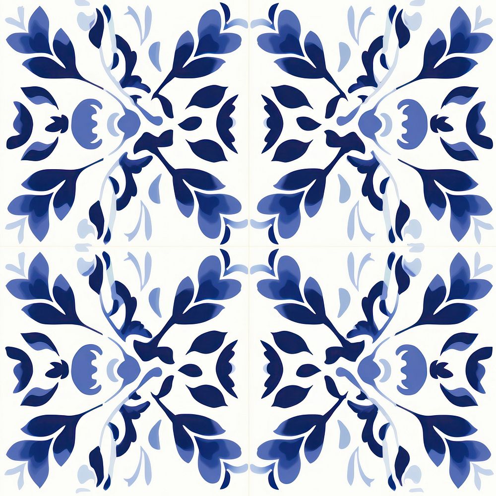 Tile pattern of leaf backgrounds porcelain blue.