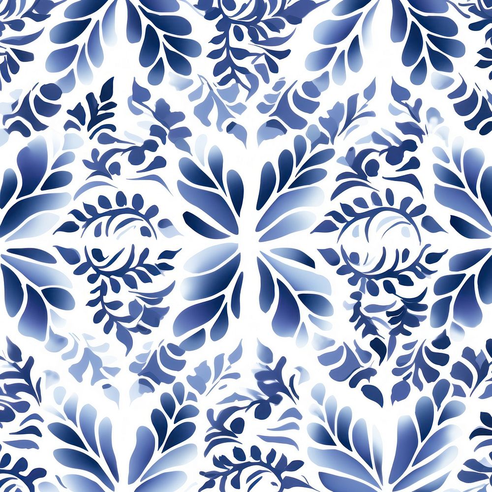 Tile pattern of leaf backgrounds blue art.