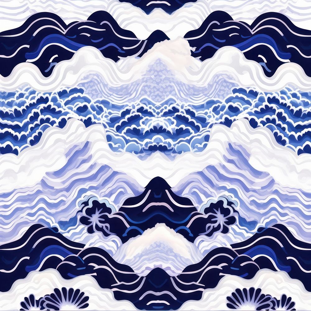 Tile pattern of mountain backgrounds blue art.
