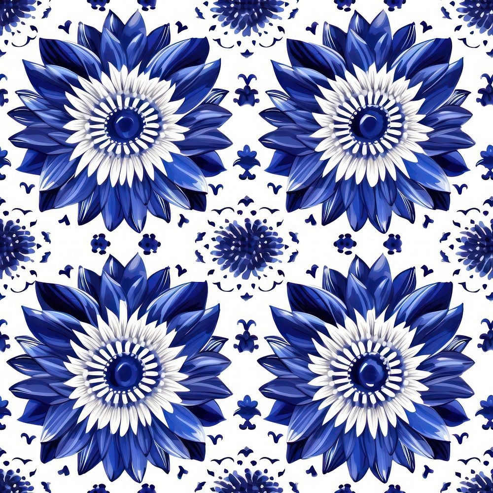 Tile pattern of sunflower backgrounds plant blue.