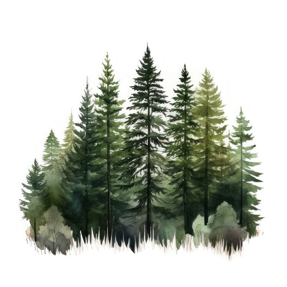 Different spruce green trees forest land fir.