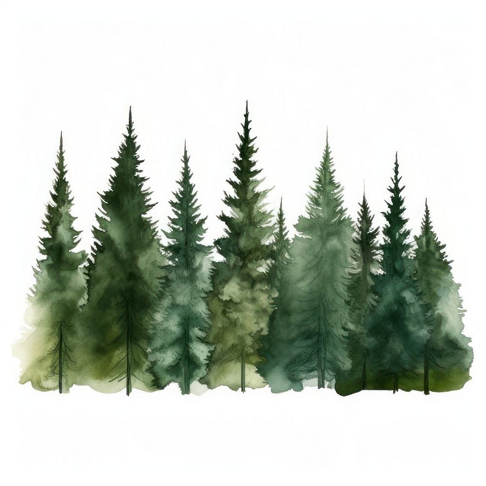 Different spruce green trees forest land fir.