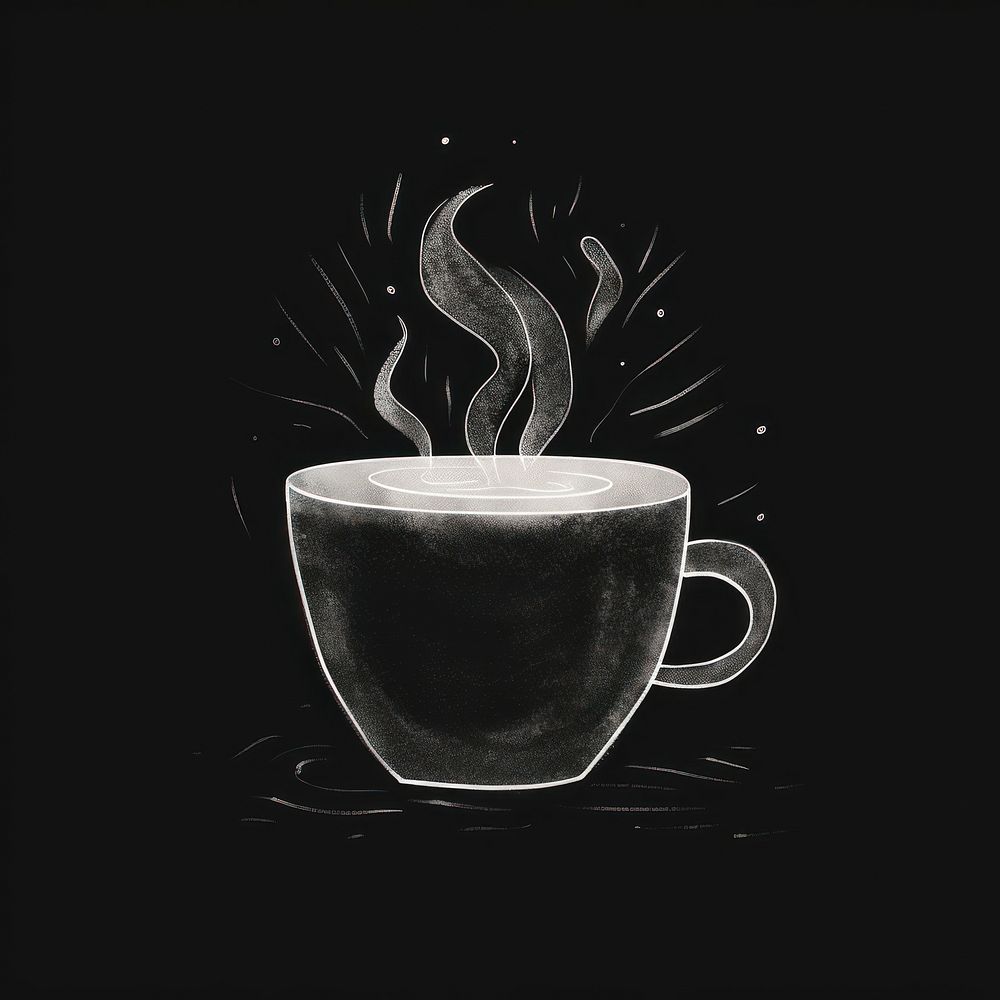 Coffee cup drink mug black background.