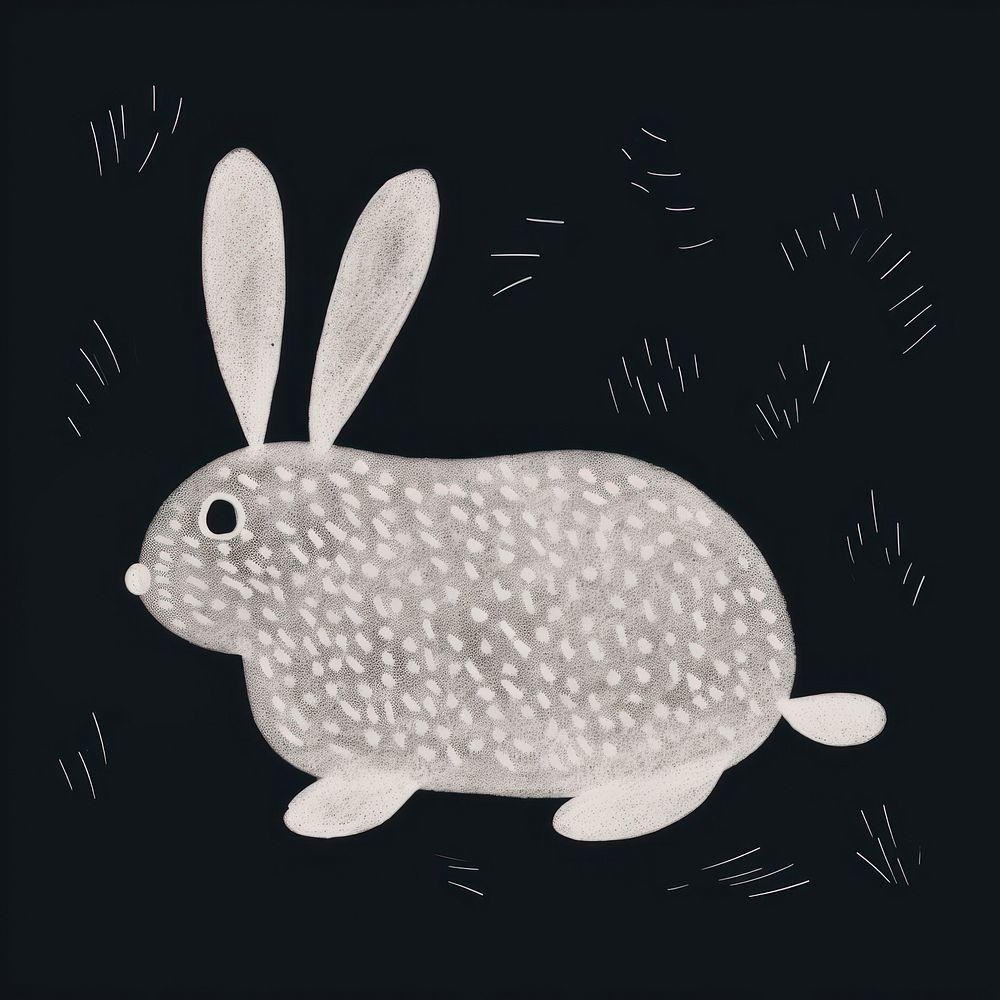 Rabbit animal mammal black background.